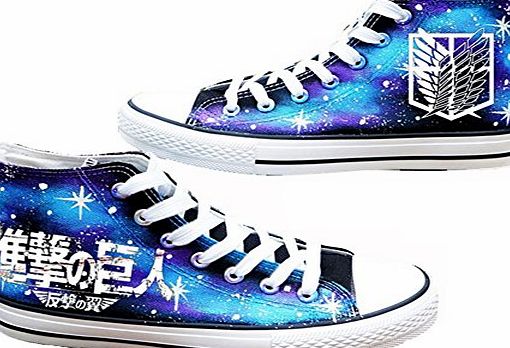 Jeylu Attack on Titan Anime Logo Cosplay Shoes Blue Canvas Shoes Luminous Version adult