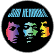 Jimi Hendrix Coloured Faces Button