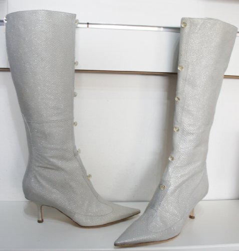 "DOVER" Silver Nude Glitter All Leather Boot ~ Size 4 (Euro 37)