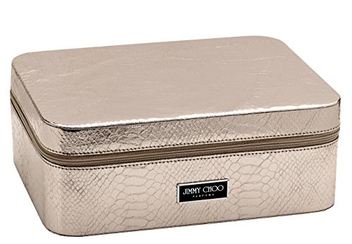 Jimmy Choo Bronze Gold Snakeskin Effect Shoe Box Cosmetic Vanity Make Up Case