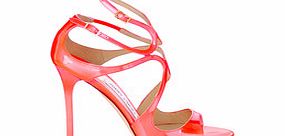 Jimmy Choo Womens Lang coral leather heels