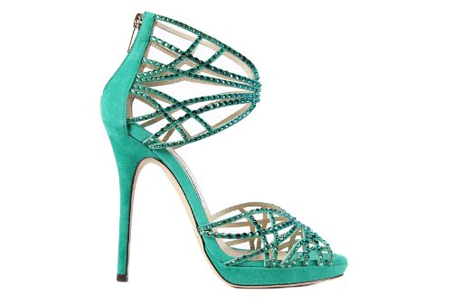 Jimmy Choo womens suede sandals with heel jade green UK size 7 123DIVASHX