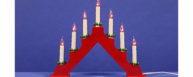 Jingles Mercer Leisure Red 7 Bulb Flickering Christmas Candle Bridge Indoor Window Table Decoration