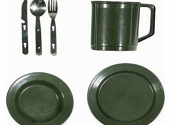 Camping Eating Set - includes Knife, fork, spoon set, Plate, Mug & Bowl