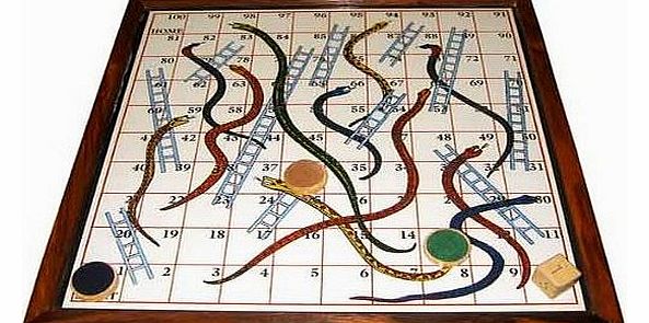 JJ Vaillant Traditional Wooden Snakes And Ladders Board Game