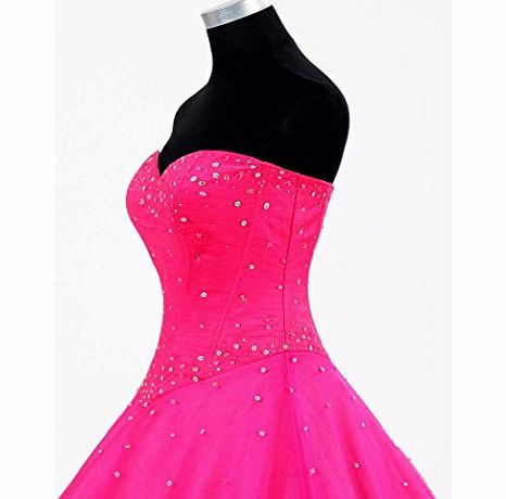 JJA YF127 Ball Gown Evening party robe Satin Prom Dresses (HOT PINK)
