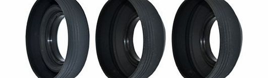55mm Collapsible 3-Stage Screw-in Rubber Lens Hood for selected Fujifilm, Minolta, Panasonic, Sharp, Sony lenses
