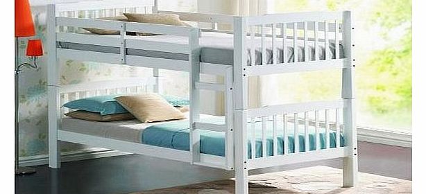 WHITE WOODEN 3FT TWIN BUNK BED - CAN SPLIT IN TO TWO SINGLE BEDS