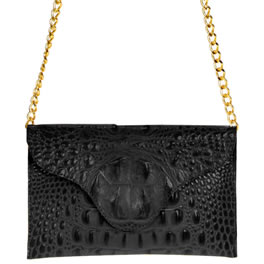 Jjwinters JJ Winters Black Croc Mini Leather Shoulder Bag