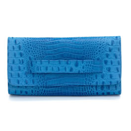 Jjwinters JJ Winters Blue Croc Leather Clutch Bag - AS