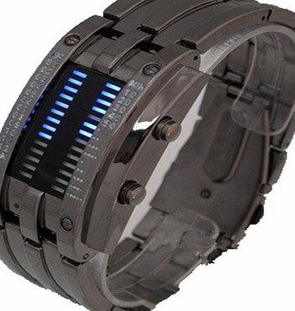 JMT Fashion Design Staineless steel Binary Digital Watch Quartz Knight LED 30M waterproof Boys Mens Wris