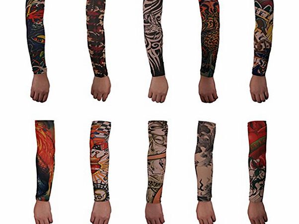 JNTworld 10pc Fake Temporary Tattoo Sleeves Body Art Arm Stockings Accessories , M, setB
