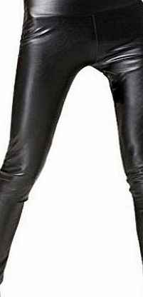 Women sexy wet look Tight shine liquid metallic faux Leather high waisted leggings (party look)(PVC look) - Petite Tall (S (UK 6-8), burgundy)