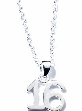 Jo for Girls Sterling Silver 16 Number Pendant on 40.5cm silver chain