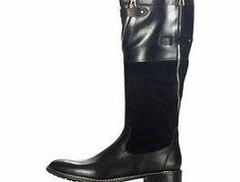 Black leather zip-around boots