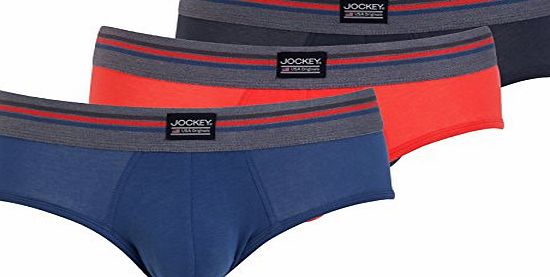Jockey Cotton Stretch Brief 3-pack, blues and red size L