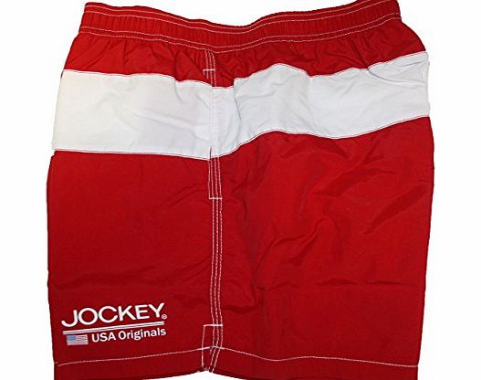 Jockey Mens Jockey Designer Summer Beachwear Swimwear Long Swim Short Red L
