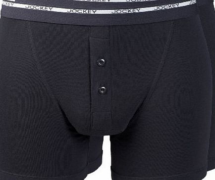 Jockey Mens Modern Classic 2-Pack Fine Cotton Boxer Trunk Underwear with Button Fly, colour Black, size 6XL