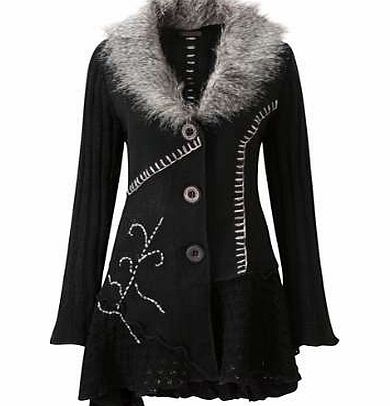 Joe Browns Fur Collar Chunky Knit Coatigan