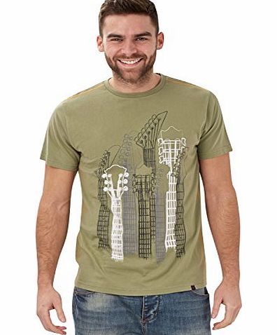 Joe Browns Mens Hit The High Note Guitar T-Shirt Khaki (42/44)