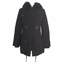 John by John Richmond Black faux fur trim hooded jacket