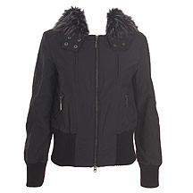John by John Richmond Black faux fur trimmed hooded bomber jacket
