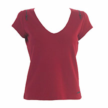 Red short sleeve zip shoulder top