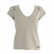 Short sleeve zip shoulder jersey top