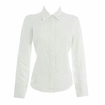 White linen pintuck detail shirt