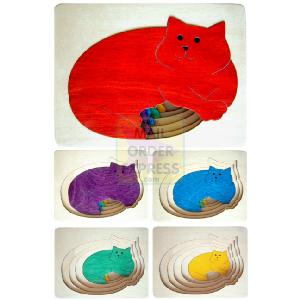 George Luck Five Cats Wooden Puzzle