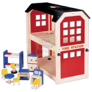 PINTOY Wooden Fire Station and Accessories