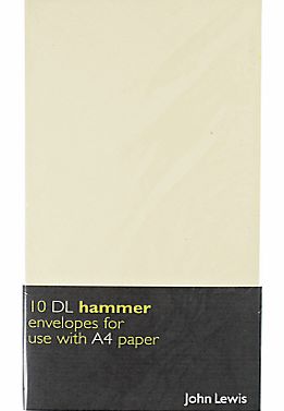 John Lewis , 10 Hammer Envelopes, Ivory