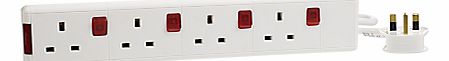 John Lewis 4 Gang Extension Lead, Switched, 2