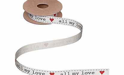 John Lewis All My Love Ribbon, 5m, Cream