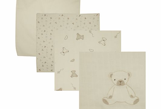 John Lewis Baby Bear Muslin Squares, Pack of 6,