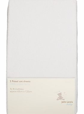 John Lewis Baby Fitted Terry Cot Sheets, 56-63 x