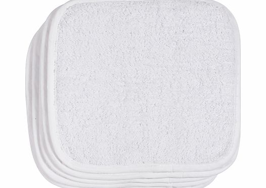 John Lewis Baby Flannels, White Cotton, Pack of 5