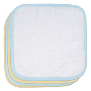 john lewis Baby Flannels- White Cotton with Colour Trim- Pack of 5