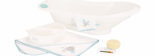 John Lewis Baby John Lewis Whale Baby Bath Gift Set, Pearl and