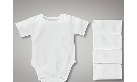 John Lewis Baby Short Sleeve Bodysuits, Pack of