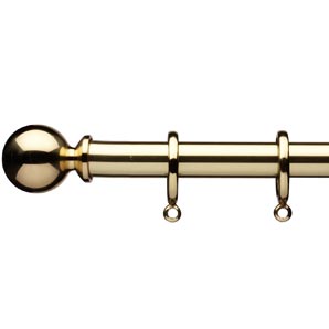 John Lewis Ball Curtain Pole Kit- Polished Brass- L150cm x Dia.19mm