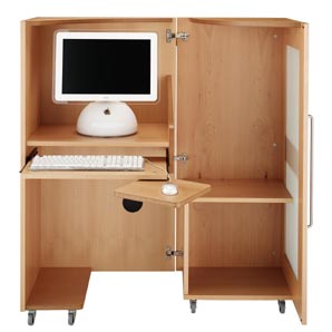 Boxer PC Workstation Cabinet- Beech