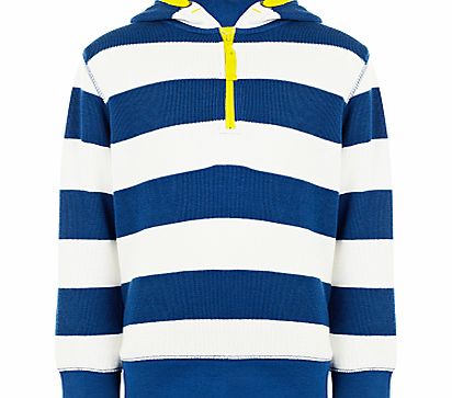 John Lewis Boy Bar Stripe Hoodie, Blue/White