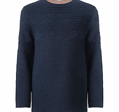 John Lewis Boy Guernsey Knitted Jumper, Navy