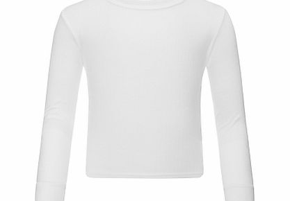 John Lewis Boy Thermal Long Sleeve Vest, White