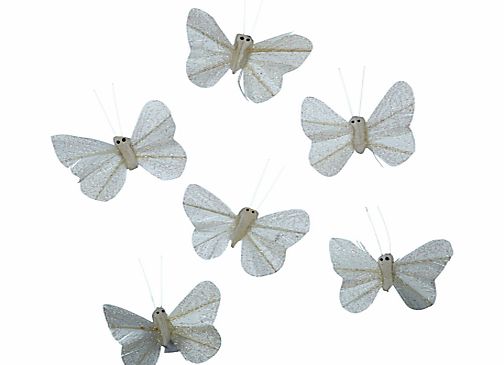 John Lewis Butterfly Accessories, Pack of 6, White