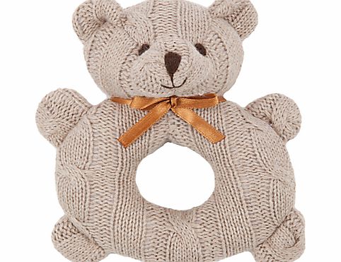 John Lewis Cable Knit Bear Rattle, Brown