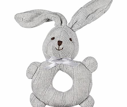 John Lewis Cable Knit Rabbit Rattle, Grey