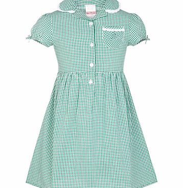 John Lewis Check Print Cotton Summer Dress, Green