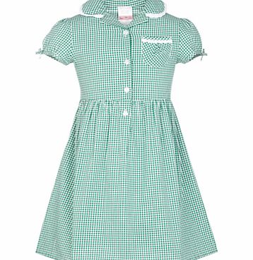 John Lewis Check Print Cotton Summer Dress, Green